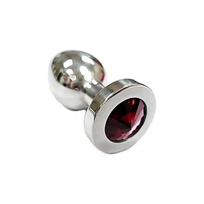 Elegant Pleasures Stainless Steel Smooth Medium Butt Plug - Model NP2020-65 - Red Crystal - For Sensual Anal Stimulation