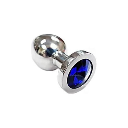 Elegance Steel Smooth Small Butt Plug Small with Blue Crystal in Clamshell