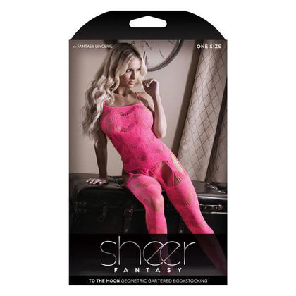 Sheer Delight Multi-Garter Neon Pink Bodystocking - Model SGM-001 - Women's Intimate Apparel - Alluring Full Body Lingerie - One Size Fits Most (2-12) - Adult Naughty Store