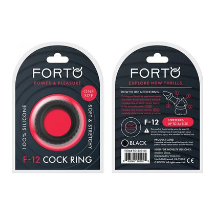 Forto F-12: 35mm 100% Liquid Silicone C-Ring - Black - Enhance Pleasure and Performance