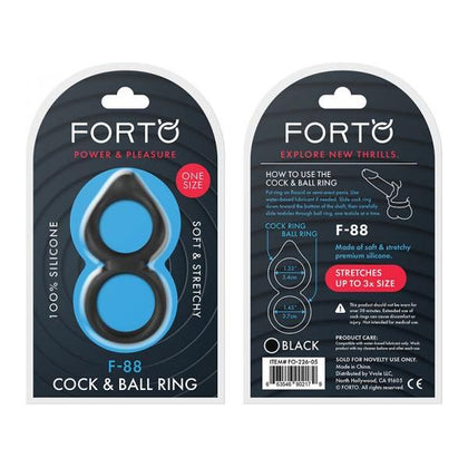 Forto F-88: Double Ring 100% Liquid Silicone Black - Premium Dual Pleasure Cock and Ball Ring