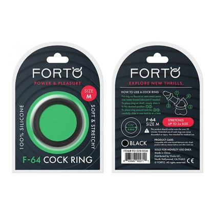 Forto F-64: Premium 100% Silicone Wide Med Black Cock Ring - Model F-64 for Enhanced Pleasure and Intimacy - Adult Naughty Store