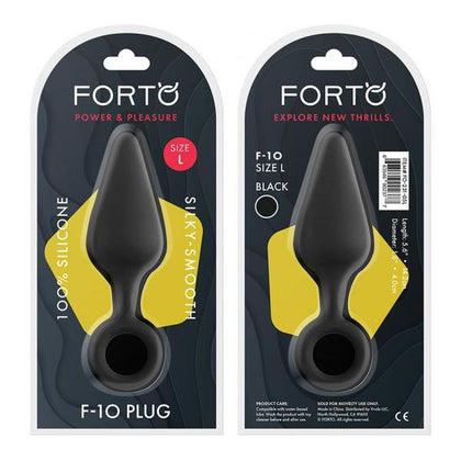 Forto F-10: Premium Silicone Plug with Pull Ring - Large Black - Unisex Anal Pleasure - Adult Naughty Store