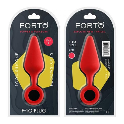 Forto F-10: Premium Silicone Plug with Pull Ring - Large Red - Unisex Anal Pleasure