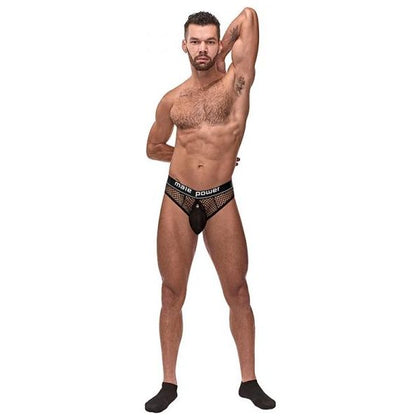 Male Power Cock Pit Net Cock Ring Thong - Model MP-CT-001 - Men's Erotic Lingerie for Intimate Pleasure - Size Large/X-Large