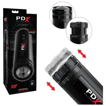 PDX Elite Moto Bator X - Powerful Piston-Action Thrusting Masturbator for Men - Ultimate Stroker Experience for Explosive Pleasure - Black
