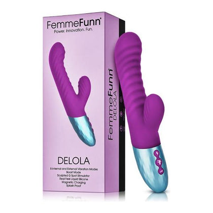 Femmefunn Delola Dual-Density Rabbit Vibrator - Model D-1001 - Purple - Women's G-Spot and Clitoral Pleasure - Adult Naughty Store