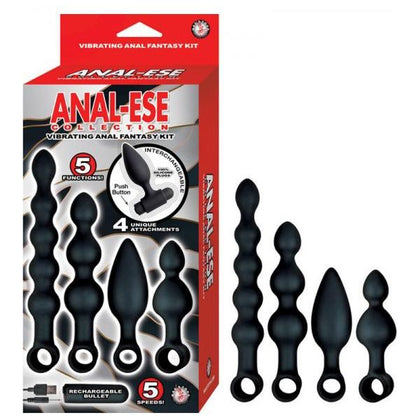 Introducing the Anal-ese Collection Vibrating Anal Fantasy Kit - Black: The Ultimate Pleasure Experience for All Genders!
