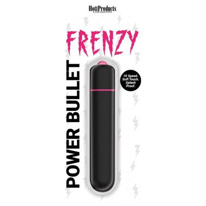 Frenzy Power Bullet Black 10-Speed Vibrating Bullet for Unisex Pleasure - Splashproof