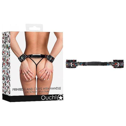 Ouch! Adjustable Leather Handcuffs with Handle - Model X123 - Unisex - Bondage Restraint Toy for Hardcore Play - Black - Adult Naughty Store