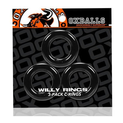 Oxballs Willy Rings 3-Pack Cockrings O-s Black - Premium Stretchable Cockrings for Intense Pleasure