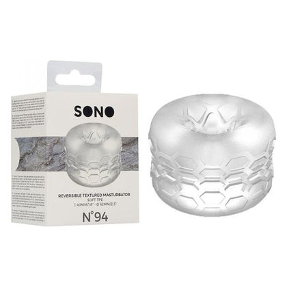 Introducing the SensationX No. 94 Reversible Textured Masturbator - Transparent: The Ultimate Pleasure Experience for Men and Couples
