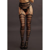 Shots Le Desir Suspender Striped Pantyhose OS Black - Seductive Fishnet Lingerie for Women - Model LD-SSP-01 - Enhance Intimate Moments with Alluring Style - One Size Fits Most - Adult Naughty Store