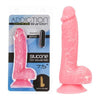 Addiction Brandon GITD Dong Pink 7.5-Inch Silicone Glow-in-the-Dark Dildo for Couples - Veiny Texture, Harness Compatible, Suction Cup Base - Phthalate and Latex Free - Includes Vibrating Bul - Adult Naughty Store