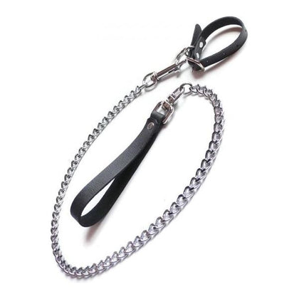 Kinklab Buckling Cock Ring and Chain Leash Set - Premium BDSM Toy for Men - Model BRCR-2021 - Enhances Pleasure and Control - Black