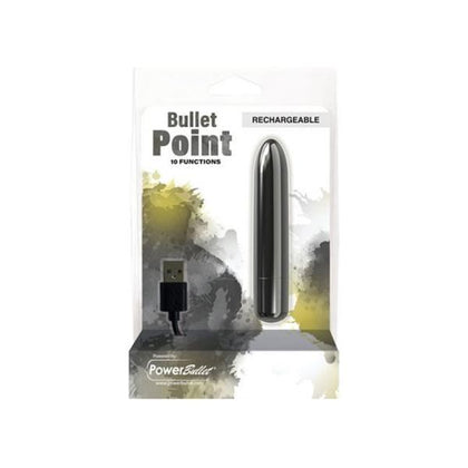 PowerBullet Bullet Point Rechargeable Vibrating Bullet - Model PB-BP001 - Unisex Clitoral and G-Spot Stimulation - Black
