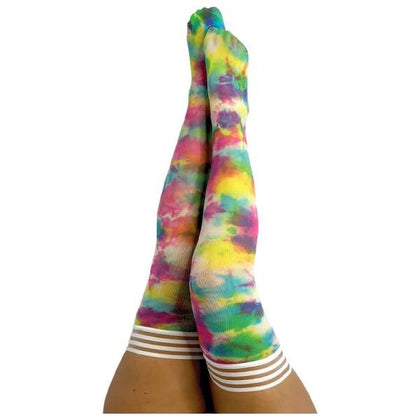 Kix'ies Gilly Tie-Dye Thigh Highs - Rainbow Multi-Color Lingerie D-35, Women's Pleasure Wear