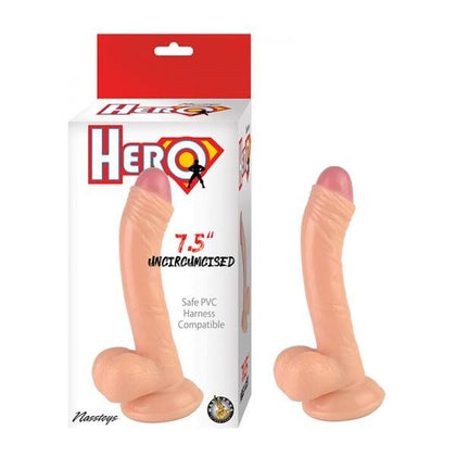 Introducing the Hero 7.5-inch Uncircumcised Dong - The Ultimate Pleasure Experience for All Genders in Sleek Jet Black