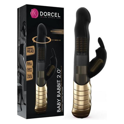 Dorcel Baby Rabbit Black & Gold Dual Motors Clitoral and G-Spot Bead Massage Multi-Stimulation Sex Toy