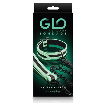 NS Novelties Glo Bondage Collar And Leash - Green Glow-in-the-Dark BDSM Fetish Gear for Enhanced Sensual Adventures