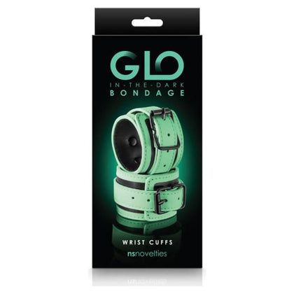 NS Novelties GLO Bondage Wrist Cuff Green - Sensual Synthetic Leather Restraints for Enhanced Fetish Adventures