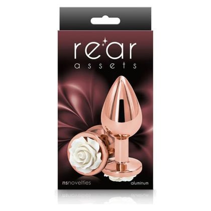 Introducing the Exquisite Rear Assets Rose Anal Plug - Medium - White: A Luxurious Pleasure Experience for All Genders!