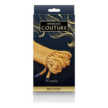 NS Novelties Bondage Couture Rope 25 Feet Gold - Elegant PU Leather BDSM Rope for Sensual Bondage Play