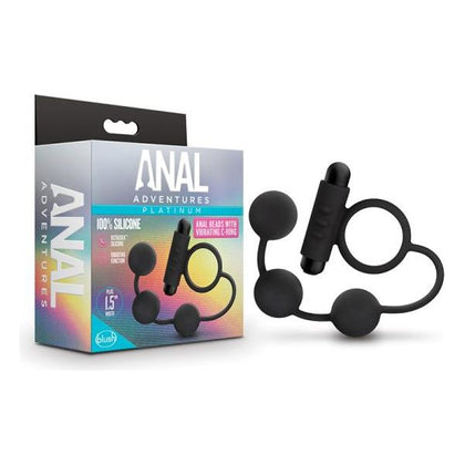 Anal Adventures Platinum Silicone Anal Ball with Vibrating C-Ring - Model AB-1234 - Unisex - Intense Pleasure - Black