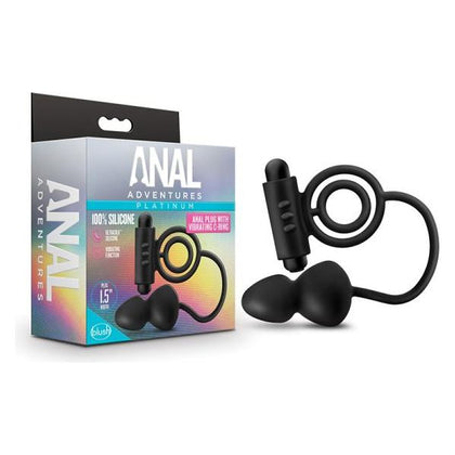 Anal Adventures Platinum- Silicone Anal Plug With Vibrating C-Ring - Model XYZ - Unisex - Intense Pleasure - Black - Adult Naughty Store