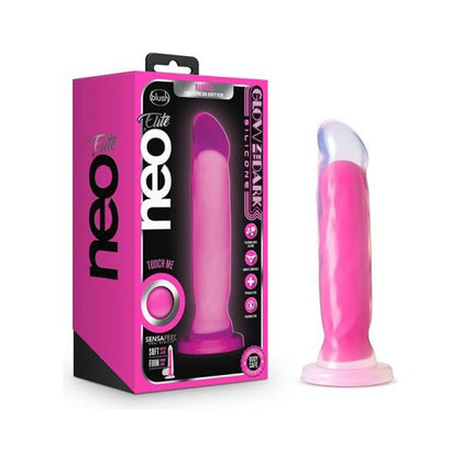 Neo Elite Glow-in-the-Dark Marquee Silicone Dual-Density Dildo - Model NE-8001 - Neon Pink - For Sensual Pleasure and Excitement