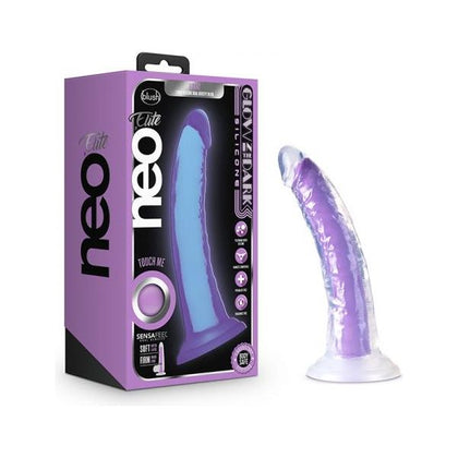 Neo Elite Glow-in-the-Dark Light 7-inch Silicone Dual-density Dildo - Neon Purple - For Sensational Pleasure