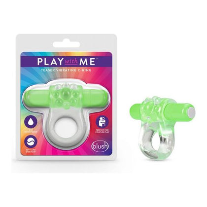 Introducing the Play With Me Teaser Vibrating C-Ring - Model X1 - Green: The Ultimate Pleasure Enhancer for All Genders and Intimate Moments!