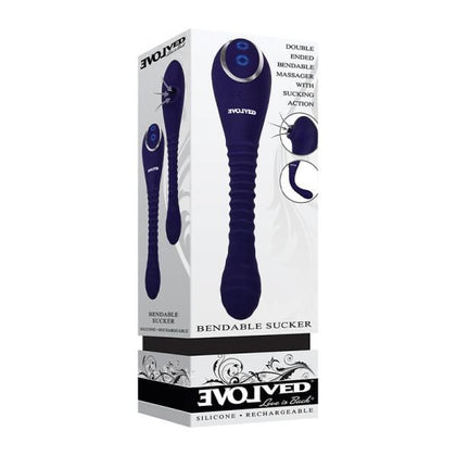 Evolved Bendable Sucker: Dual-Ended Suction Vibrator - Model X1 - For Clitoral Stimulation - Blue