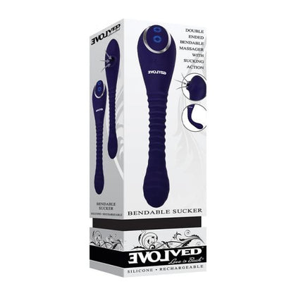 Evolved Bendable Sucker: Dual-Ended Suction Vibrator - Model X1 - For Clitoral Stimulation - Blue - Adult Naughty Store