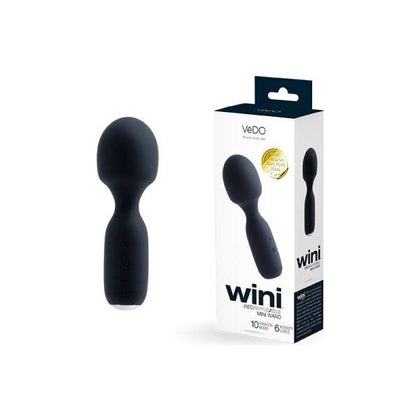 Vedo Wini Rechargeable Mini Wand - Powerful Black Pleasure Toy for Intense Stimulation - Model Wini, 10 Vibration Modes, 6 Intensity Levels - Suitable for All Genders - Targeted Pleasure for Every Hot Spot - Sleek Black Design