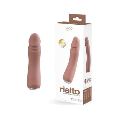 Vedo Rialto Rechargeable Vibe Mocha - Powerful Dual Motor Silicone Vibrator for Intense Pleasure, Model R-200, Unisex, G-Spot and Clitoral Stimulation, Rich Mocha Color - Adult Naughty Store