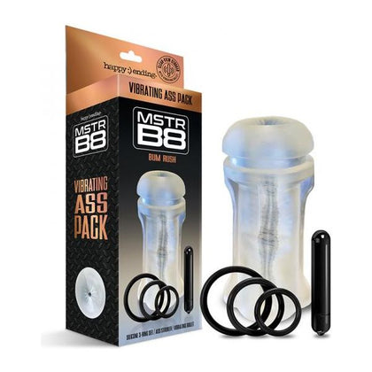 Introducing the SensaPleasure Mstr B8 Vibrating Ass Pack - Bum Rush - Model SBP-001 - Male - Anal Pleasure - Midnight Black