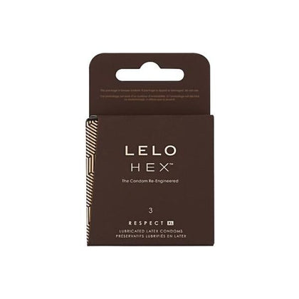 LELO Hex Respect XL Condoms - Extra Large Size, 3-Pack - Natural Latex, Thin, Textured, Lightly Lubricated - Enhance Intimate Pleasure, Safe and Secure Fit - 58mm Diameter - Neutralized Latex Scent - For Men - Ultimate Comfort and Confidence - Black
