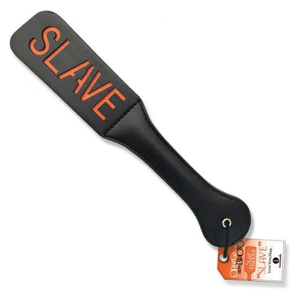 Introducing the 9's Orange Is The New Black Slap Paddle Slave - Handmade Leather Slap Paddle for Sensual Impact Play and BDSM Fun