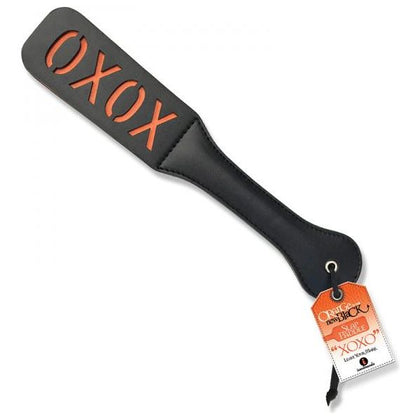 9's Orange Is The New Black XOXO Slap Paddle - Handmade Leather BDSM Toy for Beginners - Model XOXO-001 - Unisex - Sensual Impact Play - Vibrant Orange Stitching