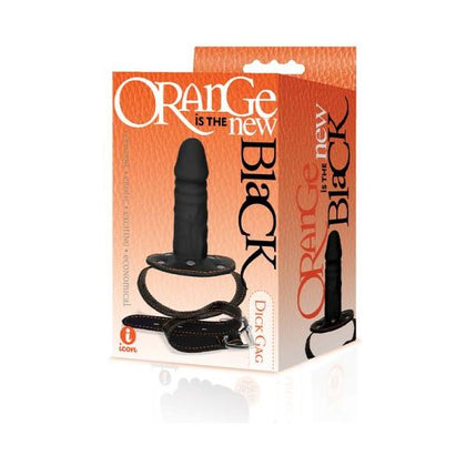 9's Leatherette Adjustable Silicone Dick Gag - Model X1 - Unisex - Oral Pleasure - Orange