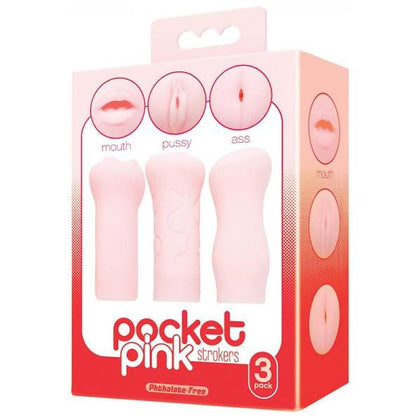 9's Pocket Pink Mini Masturbator Trio - The Ultimate Pleasure-on-the-Go Experience for All Genders, Intense Stimulation for Oral, Anal, and Vaginal Play, Model PPT-3, Phthalate-Free, Velvety Smooth and Ultra-Realistic, Palm-Sized and Portable, in Pink