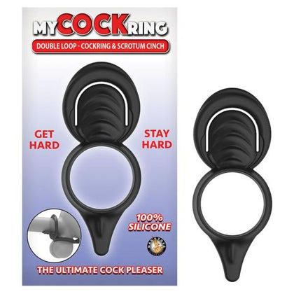 Silicone Pleasure Master Double Loop Cockring & Scrotum Cinch - Model X1 - Male - Enhances Erection and Pleasure - Black - Adult Naughty Store