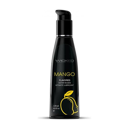 Wicked Aqua Mango Water-Based Lube - Sensational Pleasure Enhancer for All Genders - Model: 4 oz - Tropical Paradise Scent - Latex Friendly - Paraben Free - Vegan - Enhanced with Olive Leaf E - Adult Naughty Store