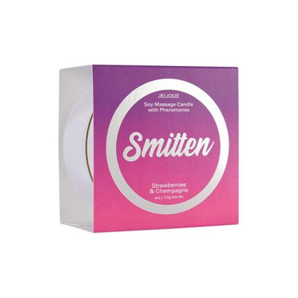 Smitten Pheromone Massage Candle - Sensual Strawberry & Champagne - Model 4 Oz-113 G - For All Genders - Intimate Aromatherapy for Romantic Massages - Fruity Scented Soy Oil - Vegan Friendly  - Adult Naughty Store