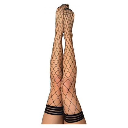 Kix'ies Michelle Fishnet Thigh-High Tights - Sensually Seductive Lingerie for Women - Model MFN-001 - Size B - Enhance Your Leg Appeal with Alluring Large Net Fishnet Pattern