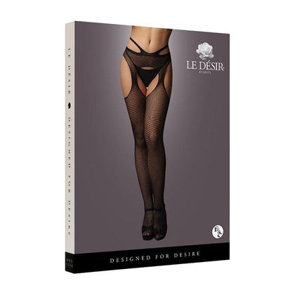 Shots Le Desir Women's Suspender Pantyhose with Strappy Waist, Open Criss-Cross Backseam, Black, One Size (S-XL) - Adult Naughty Store