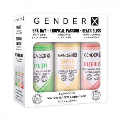 Gender X Flavored Lube Travel 3-Pack: Water-Based Intimate Lubricant Set for Penile, Anal, and Vaginal Use