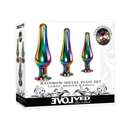 Evolved Rainbow Metal Plug Set - Model ERMPS-001 - Unisex Anal Pleasure - Rainbow - Adult Naughty Store