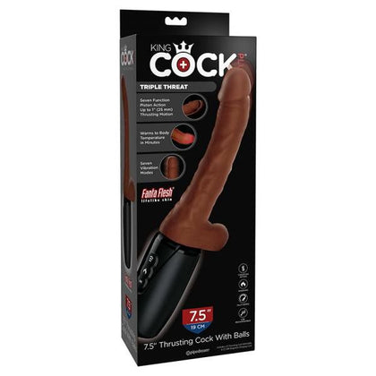 King Cock Plus 7.5 In. Thrusting Cock With Balls Brown - The Ultimate Pleasure Experience for Men and Women